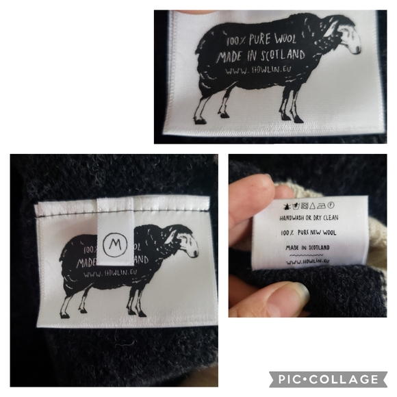 Howlin' Captain Harry Mens Charcoal Lambswool Med Scotland Colorblock Sweater - Picture 6 of 11